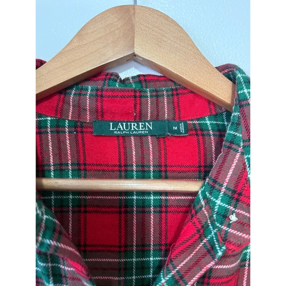 Lauren Ralph Lauren Plaid Nightgown Shirt Dress Red Green‎ Womens M Long Sleeve - Picture 4 of 7